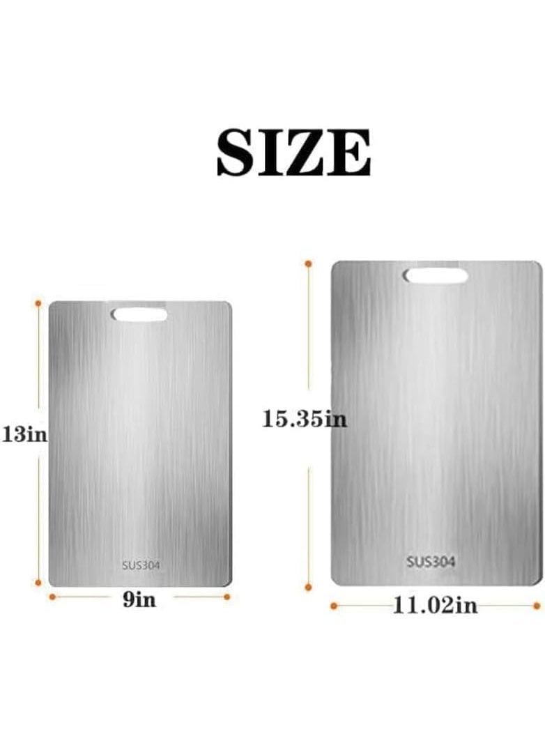 YOUWE7  Cutting Board,Stainless Steel Cutting Board,Steel Cutting Boards for Kitchen,304 Stainless Steel Food Grade Cutting Board for Vegetables Fruit and Meat 15.35*11.2In and13.39*9.06In 2PCS - Image 5