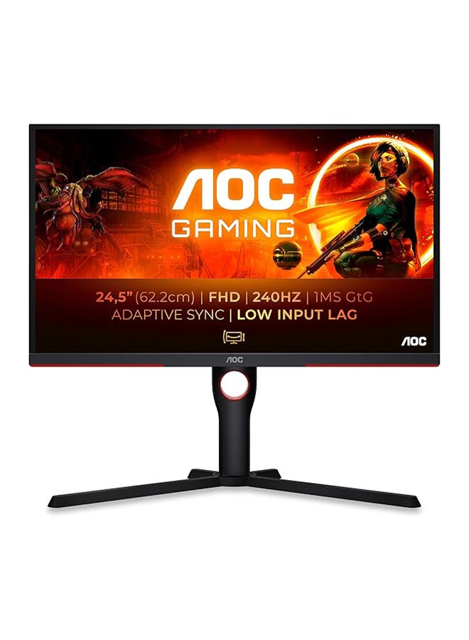 اي او سي شاشة ألعاب 24.5 بوصة 25G3ZM بدقة Full HD 1920x1080، نوع VAPanel، معدل تحديث 240Hz، زمن استجابة 0.5 مللي ثانية، تقنية Freesync Premium، دعم 120Hz لجهاز PS5 / Xbox Series X، قاعدة قابلة للتعديل - Image 2