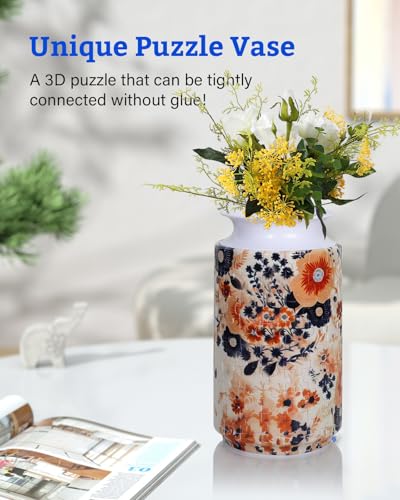 KOSTBAR 3D Puzzle Vase 162 Pieces 3D Puzzles for Adults with Flowers Unique Arts and Crafts for Adults Unique Housewarning Gifts for Women Puzzle Vase for Home and Office Decor Amber Whisper - Image 5