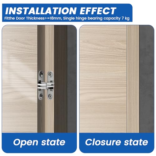 MILYARD 1-3/4" Hidden Hinges for Cabinet Doors – 180 Degree Invisible Cross Swing Hinges with Screws, Zinc Alloy Concealed Frameless Cabinet Hardware for Folding Door, Cupboard & Wooden Box (6Pcs) - Image 5