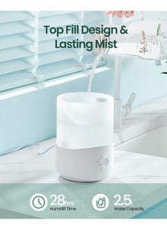 ibsun Humidifiers for Bedroom Large Room, 2.5L Cool Mist Humidifier with Essential Oil Diffuser, Top Fill Air Humidifier for Baby, Home, Plant, Ultrasonic Humidification for whole house, Auto Shut-Off  - Image 2