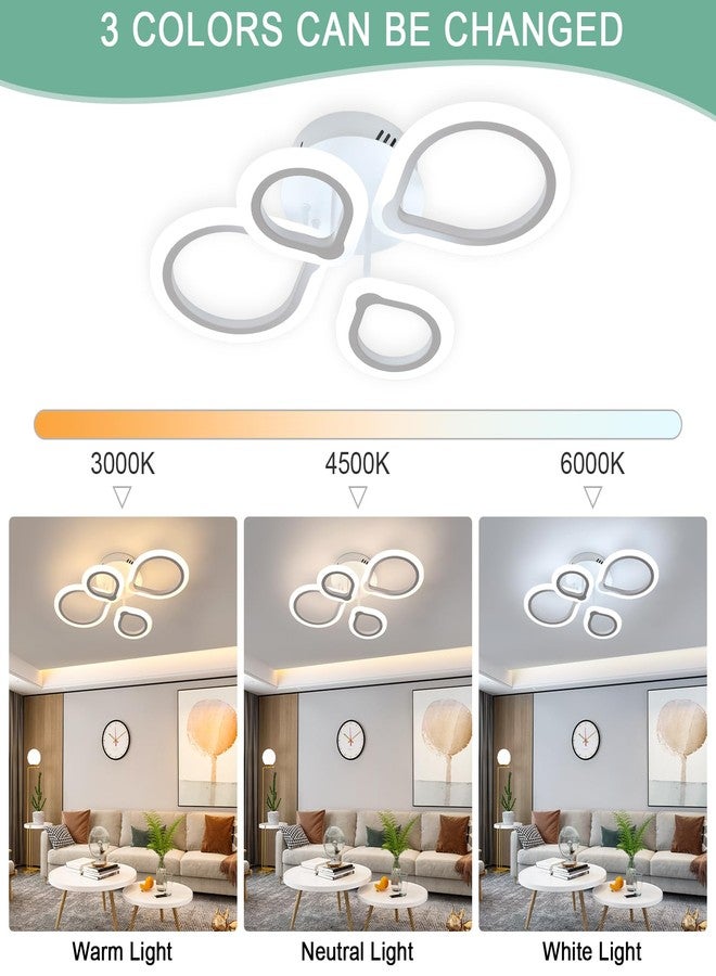 Goeco Modern Ceiling Light, 3 Color Modes 3000K/4500K/6000K LED Flush Mount Ceiling Light, White 4 Rings Acrylic Close to Ceiling Light Fixture for Living Room, Dining Room, Kitchen, Bedroom - Image 3