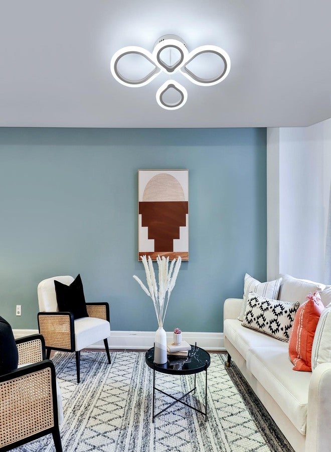 Goeco Modern Ceiling Light, 3 Color Modes 3000K/4500K/6000K LED Flush Mount Ceiling Light, White 4 Rings Acrylic Close to Ceiling Light Fixture for Living Room, Dining Room, Kitchen, Bedroom - Image 5