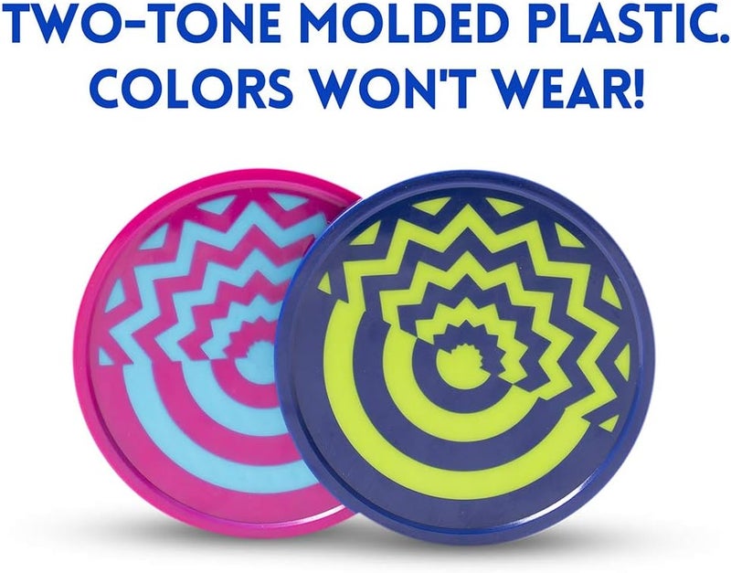 Brybelly Vivid Two-Tone Air Hockey Pucks (2-Pack) | Wear-Proof Molded Psychedelic Patterns and Designs | Large 3.25-inch Pucks for Standard Air Hockey Tables | Perfect Addition to Game Rooms and Arcades - Image 4