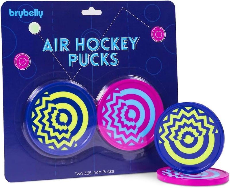 Brybelly Vivid Two-Tone Air Hockey Pucks (2-Pack) | Wear-Proof Molded Psychedelic Patterns and Designs | Large 3.25-inch Pucks for Standard Air Hockey Tables | Perfect Addition to Game Rooms and Arcades - Image 1