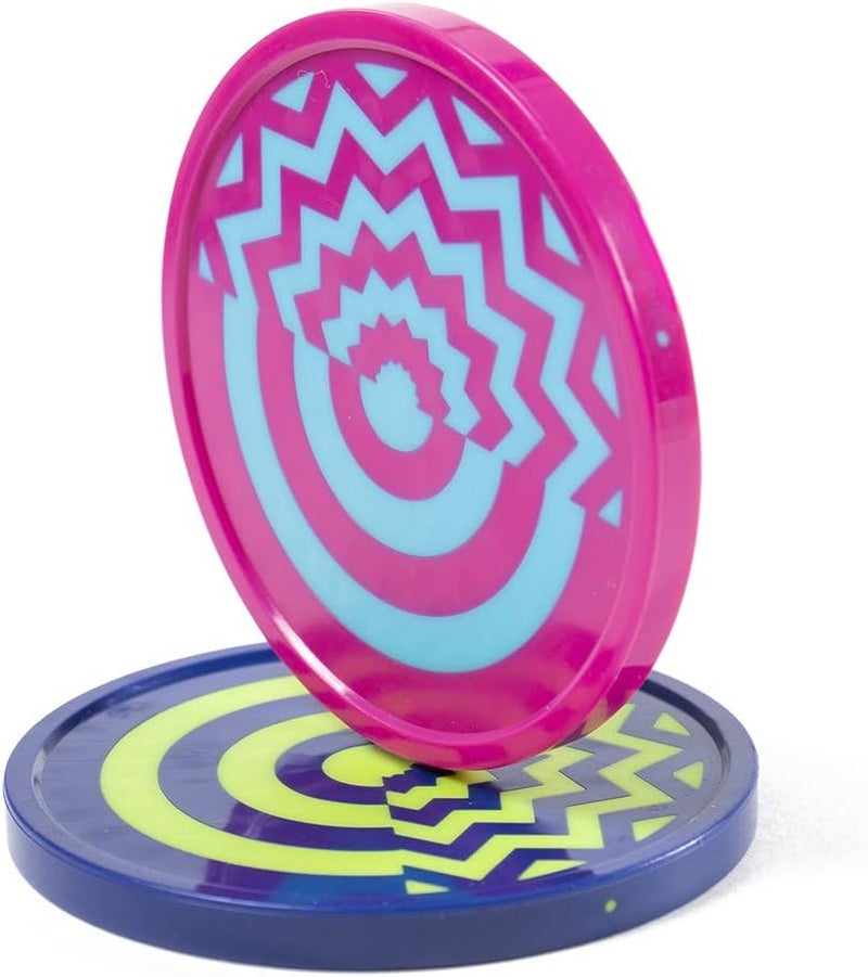 Brybelly Vivid Two-Tone Air Hockey Pucks (2-Pack) | Wear-Proof Molded Psychedelic Patterns and Designs | Large 3.25-inch Pucks for Standard Air Hockey Tables | Perfect Addition to Game Rooms and Arcades - Image 2