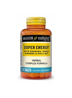Super Energy With Guarana Panax Ginseng  Kola Nut Herbal Complex Formula To Support Optimal Performance  Energy* 60 Tablets