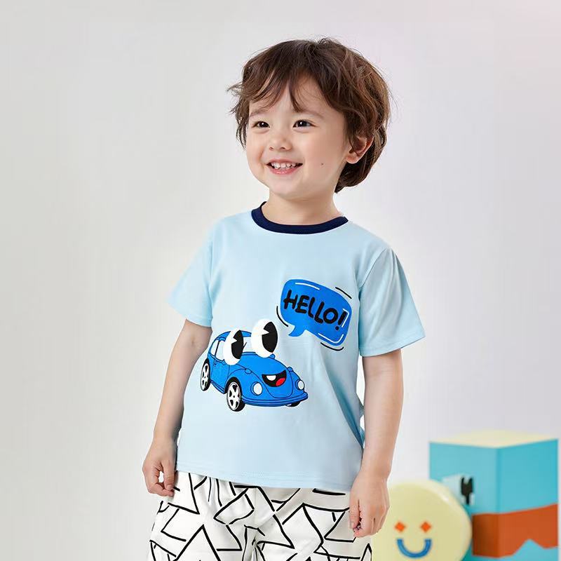 Children's Short Sleeve Set Cotton Girls New Summer Wear Boys T-shirt Shorts Baby Korean Half Sleeve Children's Wear Wholesale - Image 1