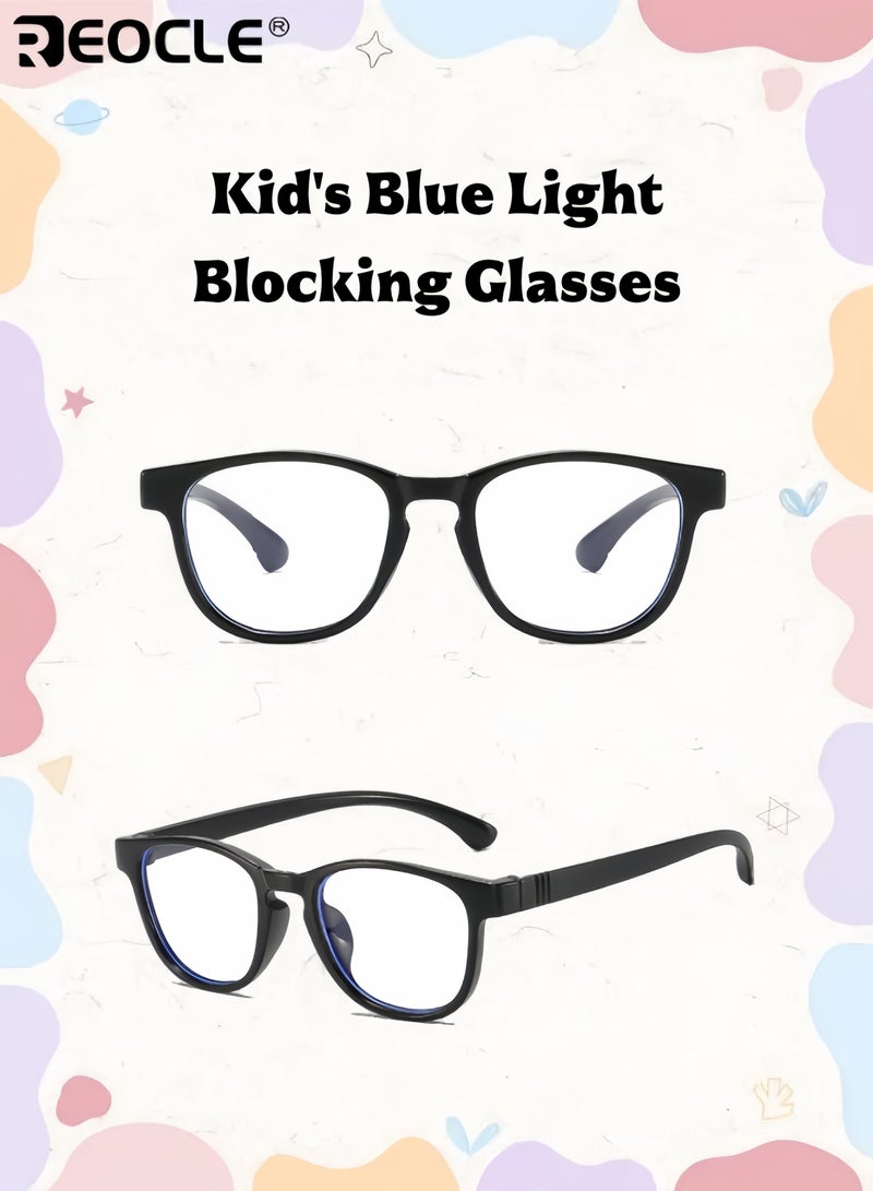 ريوكل نظارات زرقاء الضوء للأطفال بتصميم بحجم صغير وعدسات غير طبية، نظارات كمبيوتر بأسلوب مزخرف لحماية الشاشة للأولاد والبنات - Image 1