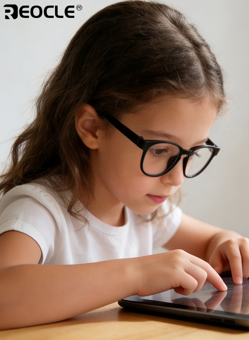 ريوكل نظارات زرقاء الضوء للأطفال بتصميم بحجم صغير وعدسات غير طبية، نظارات كمبيوتر بأسلوب مزخرف لحماية الشاشة للأولاد والبنات - Image 3