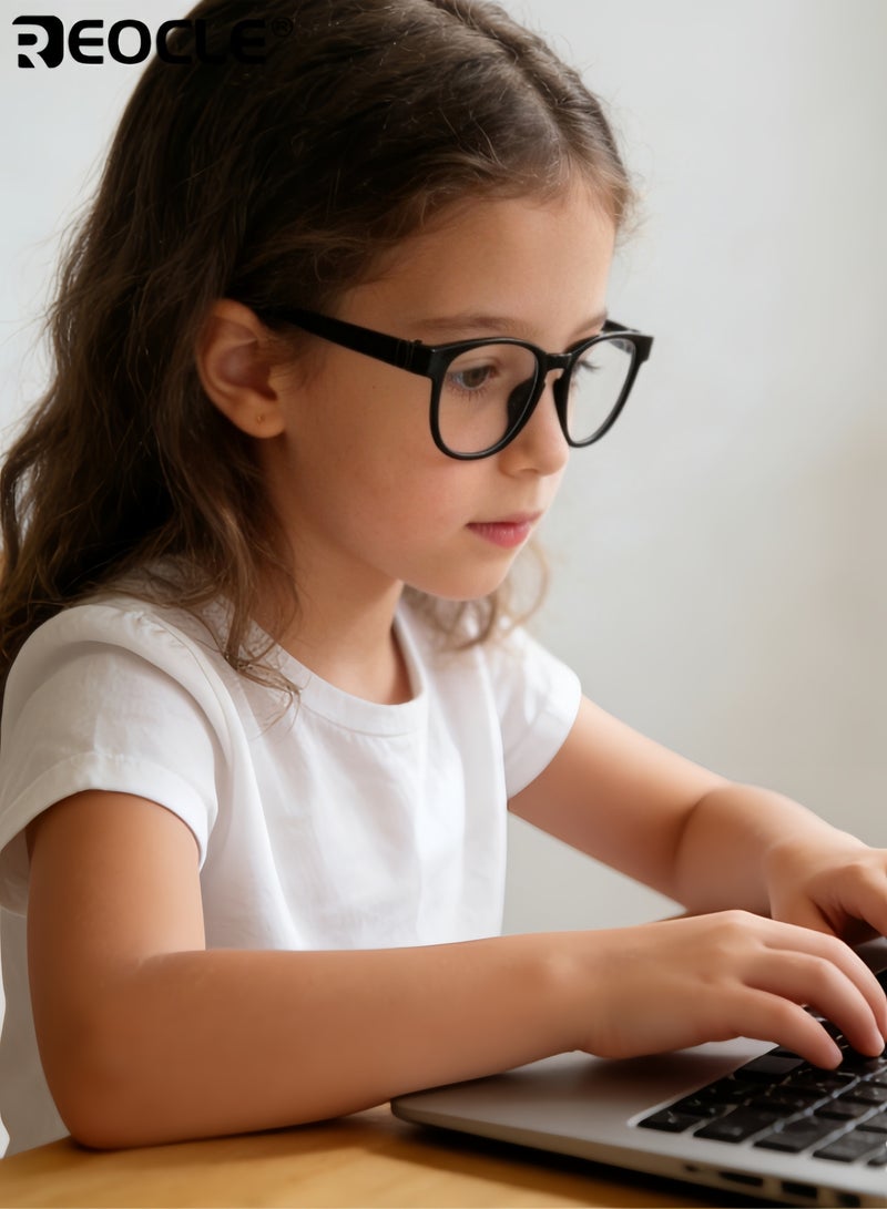 ريوكل نظارات زرقاء الضوء للأطفال بتصميم بحجم صغير وعدسات غير طبية، نظارات كمبيوتر بأسلوب مزخرف لحماية الشاشة للأولاد والبنات - Image 4