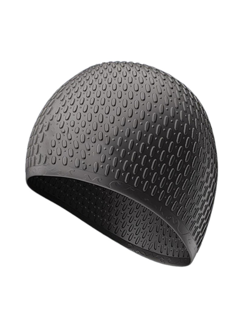 Silicone Swim Cap Adult - Waterdrop Extra Large Bubble Waterproof Ear Protection - Black