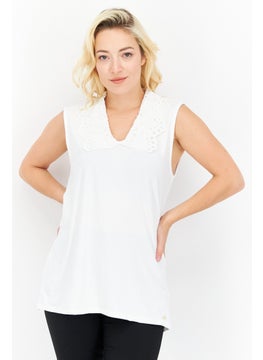 Women V-Neck Sleeveless Eyelet Tank Top, White - pzsku/Z8F83C74284639D99212AZ/45/_/1724351358/0938af51-b151-4332-8b68-64093acc025b