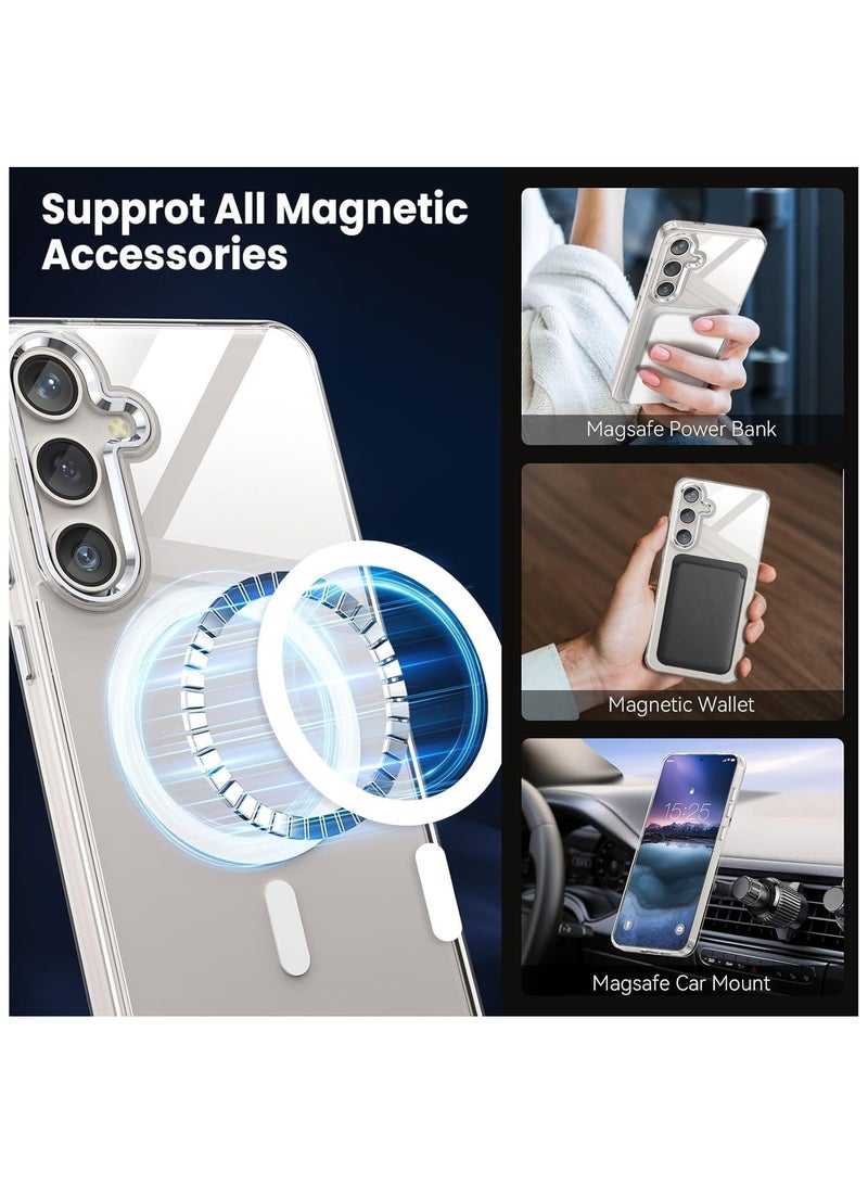 Samsung Galaxy S24 FE Clear Magnetic Cover Mag Safe Compatible Hybrid Protective Clear Hard Back Case Shockproof Frame Edge Bumper Slim Transparent Case for Samsung Galaxy S24 FE - Image 5