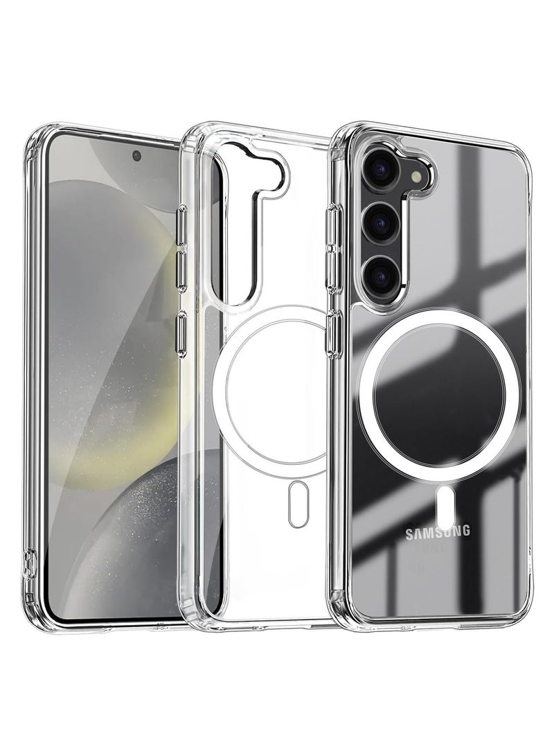 Samsung Galaxy S24 FE Clear Magnetic Cover Mag Safe Compatible Hybrid Protective Clear Hard Back Case Shockproof Frame Edge Bumper Slim Transparent Case for Samsung Galaxy S24 FE - Image 1
