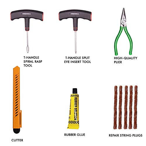 TIREWELL TW-5012 6-in-1 Universal Tubeless Tire Puncture Repair Kit with Storage Box Emergency Flat Tire Repair Patch Tool Box for Car Bike SUV & Motorcycle - Image 4