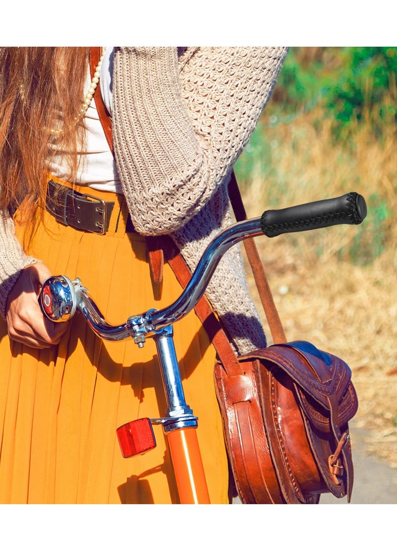 SOLARAE Cruiser Bike Handlebar Grips, Anti-Slip & Comfortable Black Vinyl Leather Grips in 13.5cm with Hand-Stitched Seam for 22.2mm (7/8") Beach Cruiser Bicycle Handlebar for Woman & Man - Image 5