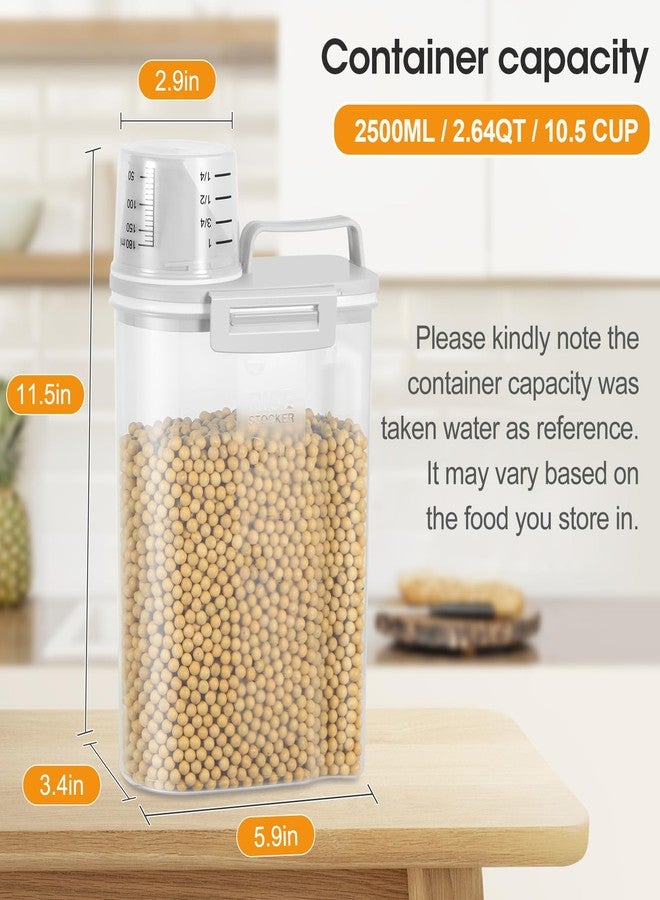 TBMax Rice Storage Container 2.5 Liters Food Container, Plastic Kitchen Pantry Storage Container with Cup,Easy to Pour, Small Pet Dog Cat Food Container Dispenser -Grey - Image 3