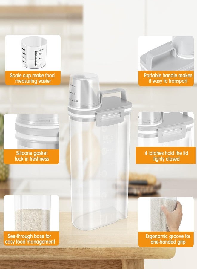 TBMax Rice Storage Container 2.5 Liters Food Container, Plastic Kitchen Pantry Storage Container with Cup,Easy to Pour, Small Pet Dog Cat Food Container Dispenser -Grey - Image 2