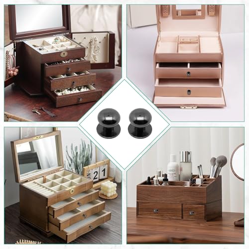 BUXIMN Mini Drawer Pulls, Small Knobs for Jewelry Box, Metal Round Mini Knobs Handles Diameter 0.37inch for Jewelry Case, Wood Case, Drawer, Cabinets, Closet, Cupboard (36pcs, Black) - Image 4