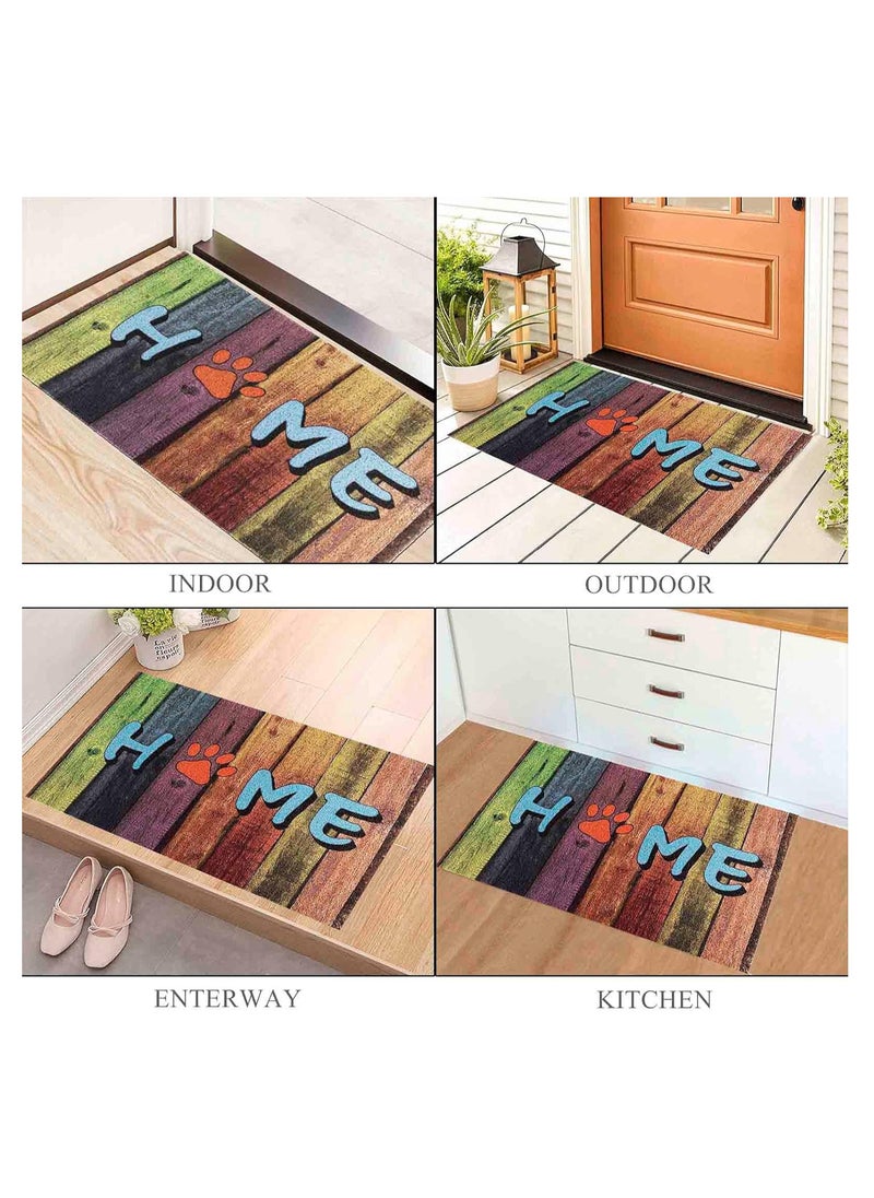 Generic 40*60cm Home Rainbow Series Entrance Door Mat Porch Dust-proof Wear-resistant Floor Mat Home Entrance Stepping Mat Dog Paw Print (HOME-2)  - Image 2