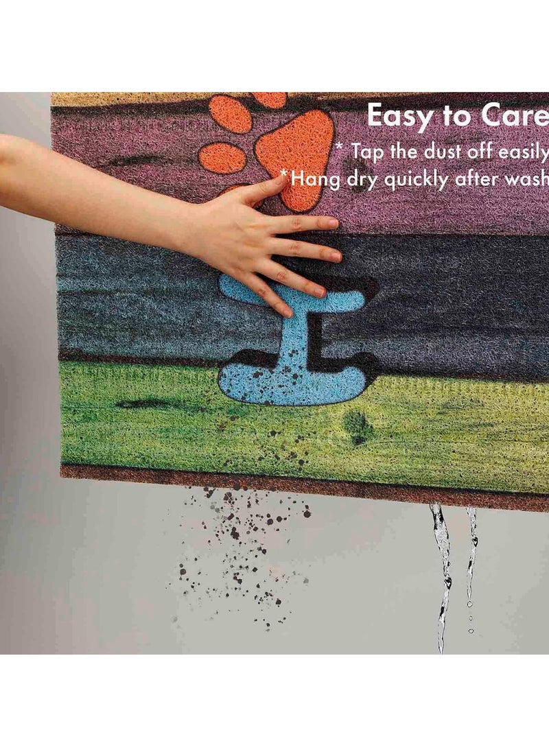 Generic 40*60cm Home Rainbow Series Entrance Door Mat Porch Dust-proof Wear-resistant Floor Mat Home Entrance Stepping Mat Dog Paw Print (HOME-2)  - Image 5