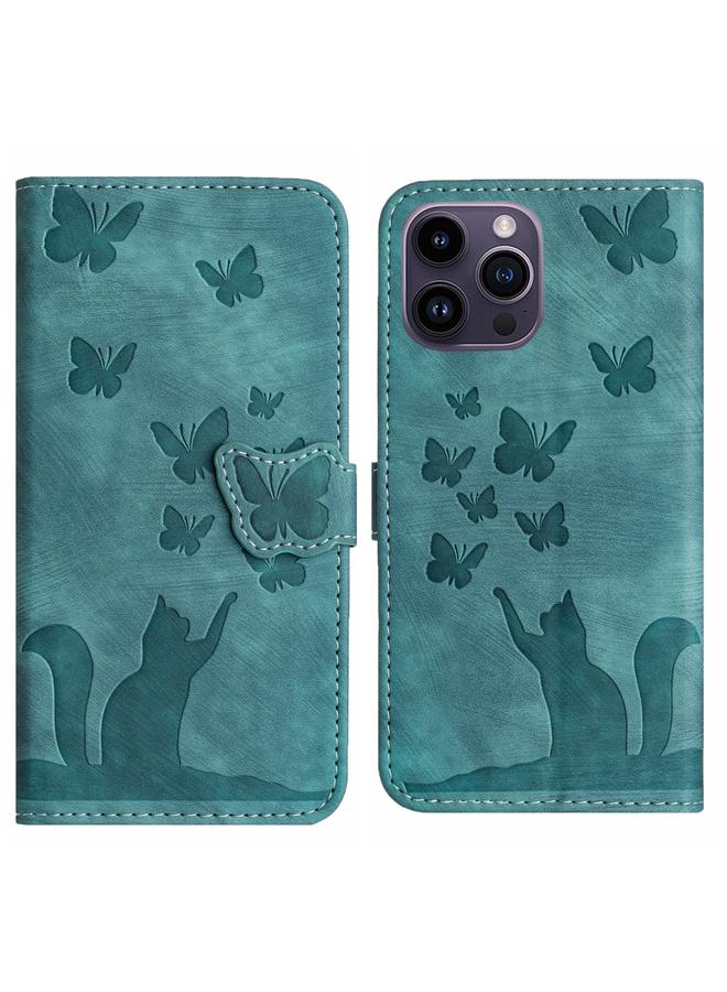 S-TOP Case For iPhone 12 Pro Max Butterfly Cat Embossing Flip Leather Phone Case - Image 1