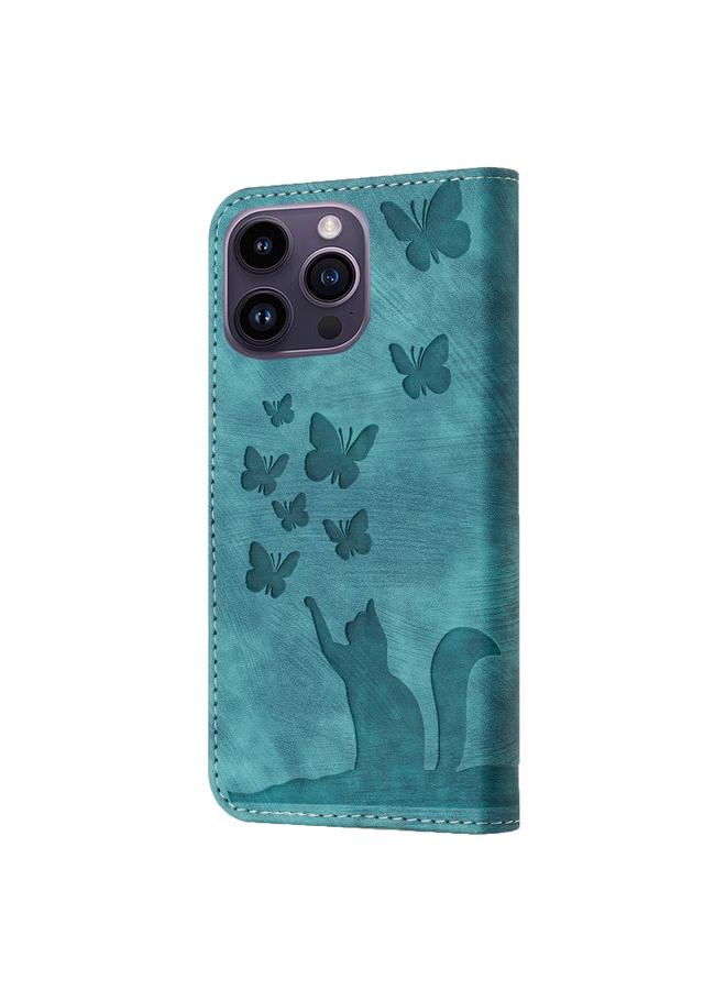 S-TOP Case For iPhone 12 Pro Max Butterfly Cat Embossing Flip Leather Phone Case - Image 3