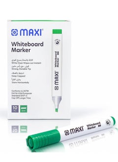 Maxi 10-Piece Dy Erase White Board Markers Chisel Tip Green Ink 
