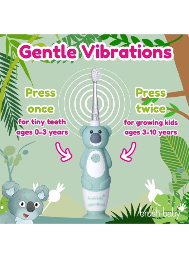 برش بيبي فرشاة أسنان كهربائية للأطفال من وايلد وانز كوالا – شعيرات ناعمة، وضعان للتنظيف، مؤقت مدمج، شحن USB، مقاومة للماء – للأعمار من 0 إلى 10 سنوات - Image 5