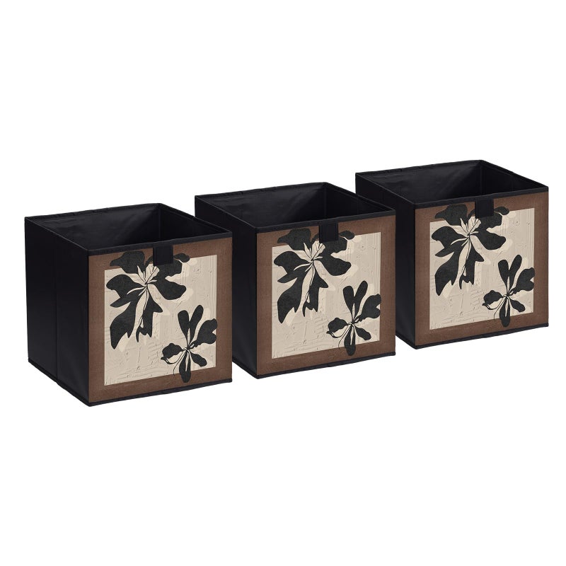EITMOW Storage Baskets 118Inch Vintage Style Fabric Bins Foldable Organizer Cubes in Mottled Brown Tones Storage Bins with Reinforced Handles for Closet Shelves and Home Decor Coffee Silk PrintBBB - Image 2