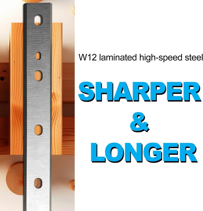 Asieg Tool DW734 Planer Blades Knives for DeWalt DW734 7342 Thickness Planers with 12.5 inch HSS Replacement Heat Treated Double edge 2 Set (6 pcs) - Image 5
