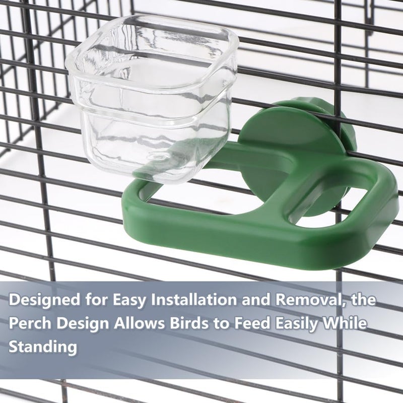 KASTWAVE Multi-market varied design options 3 Pack Bird Cage Feeders with Perch, Portable Plastic Feeding Dish Bowls for Parakeets, Budgies, Cockatiels, Lovebirds, and Small Birds, Detachable Bird Food and Water Feeder Cups (Square) Home & professional compatible - Image 4