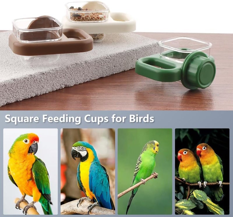 KASTWAVE Multi-market varied design options 3 Pack Bird Cage Feeders with Perch, Portable Plastic Feeding Dish Bowls for Parakeets, Budgies, Cockatiels, Lovebirds, and Small Birds, Detachable Bird Food and Water Feeder Cups (Square) Home & professional compatible - Image 5