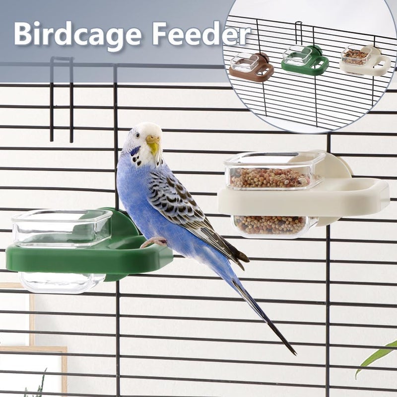KASTWAVE Multi-market varied design options 3 Pack Bird Cage Feeders with Perch, Portable Plastic Feeding Dish Bowls for Parakeets, Budgies, Cockatiels, Lovebirds, and Small Birds, Detachable Bird Food and Water Feeder Cups (Square) Home & professional compatible - Image 3