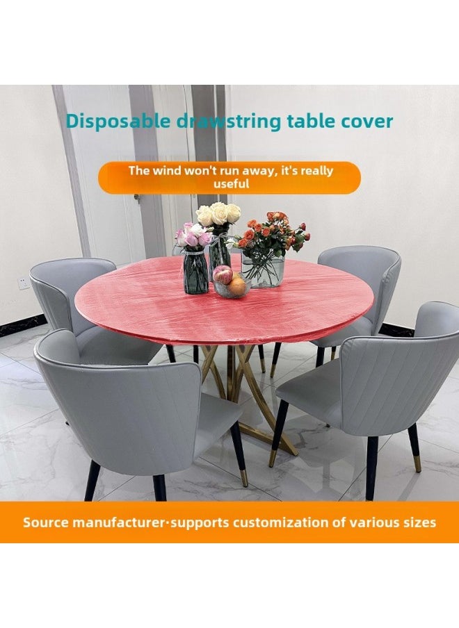 Generic - Disposable Drawstring Tablecloth Elastic Mouth Table Cover Thickened Transparent Tablecloth Waterproof Oil-proof Disposable Tablecloth Drawstring-Color:Transparent Natural Color (10 PCs/bag)-Specifications:Applicable Round Table Diameter 2 M/square Table Length Widened ≤ 2.9 M - Image 1