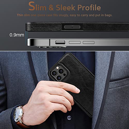 LOHASIC Designed for iPhone 14 Pro Case, Business Leather Classy Magnetic Back Cover Shockproof Protective Compatible with Mag-Safe Phone Cases for iPhone 14 Pro 6.1 inch 2022 - Black - Image 5