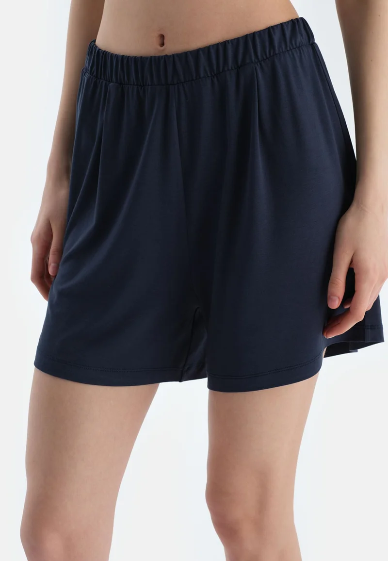 dagi Mid Rise Blue Square Neck Viscose Blend T-shirt & Shorts Nightwear Set