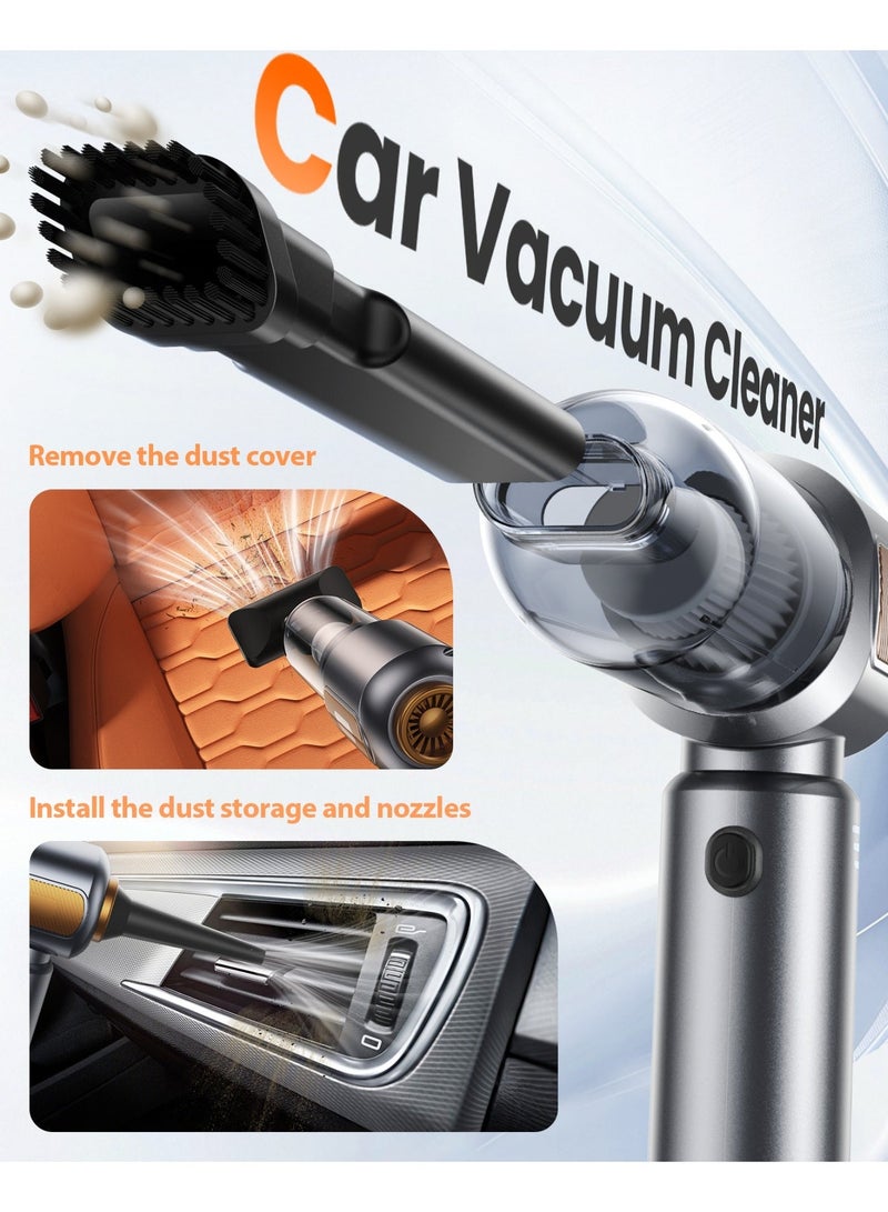 Kingone Car Vacuum Cleaner Cordless, 22000PA High Power Strong Suction Handheld Vacuum, 4 in1 Portable Compressed Air Duster, Rechargeable Mini Vacuum with 3 Speed Modes for Car, Home, Office - Image 4