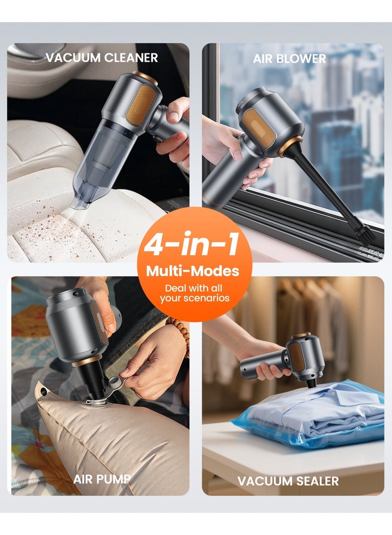 Kingone Car Vacuum Cleaner Cordless, 22000PA High Power Strong Suction Handheld Vacuum, 4 in1 Portable Compressed Air Duster, Rechargeable Mini Vacuum with 3 Speed Modes for Car, Home, Office - Image 3