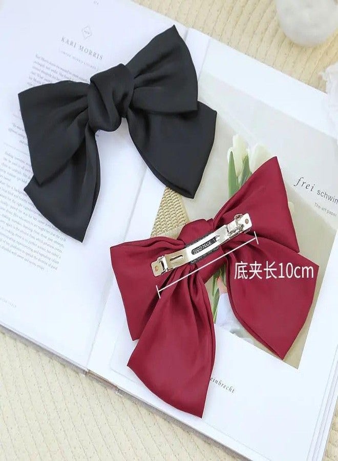 Radhya Accessories Plain Satin Barrette Bow Clip for Women Jumbo Bow Clip for Girls Back Clip for Women Hair Clip for Women Satin Hair Clips (1 pc) (Pink) - Image 4