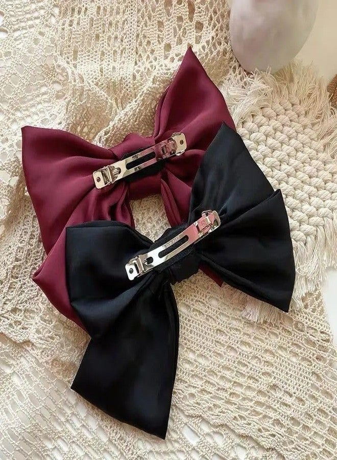 Radhya Accessories Plain Satin Barrette Bow Clip for Women Jumbo Bow Clip for Girls Back Clip for Women Hair Clip for Women Satin Hair Clips (1 pc) (Pink) - Image 5