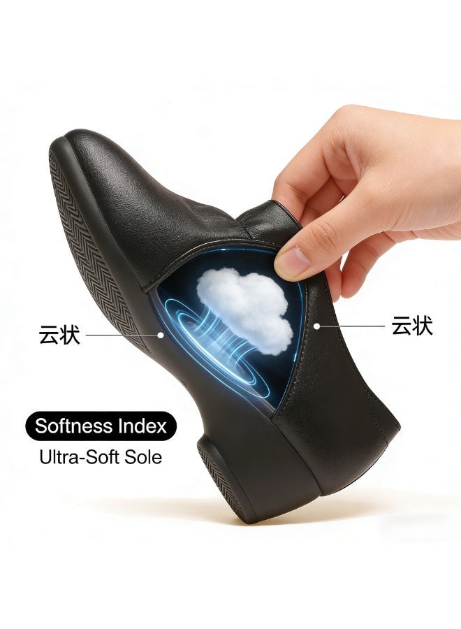 ساندالات نسائية ذات قواعد سميكة، بتصميم فتحات في حزام الكاحل مريح، مصنوعة من الجلد - Image 2