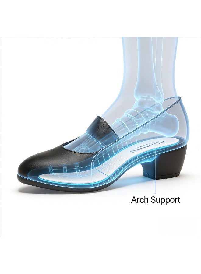 ساندالات نسائية ذات قواعد سميكة، بتصميم فتحات في حزام الكاحل مريح، مصنوعة من الجلد - Image 3