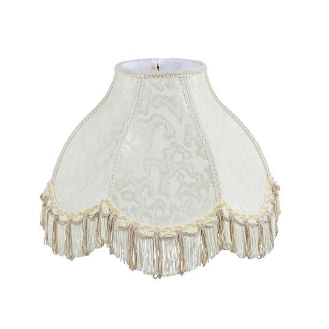 30335 TRANSITIONAL SCALLOP BELL SHAPE SPIDER CONSTRUCTION LAMP SHADE IN IVORY WITH ABSTRACT PATTERN 13 WIDE 5 X 13 X 9 12