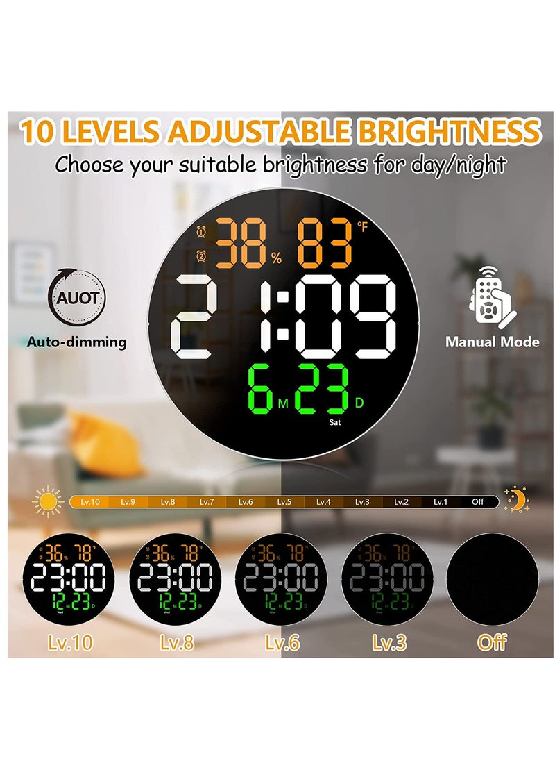 فورتي ساعة حائط رقمية مع شاشة LED 10 مستوى قابل للتعديل سطوع منبه رقمي 25.4 * 3 * 25.4 سم  - Image 2