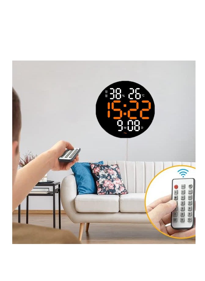 ساعة حائط رقمية مع شاشة LED 10 مستوى قابل للتعديل سطوع منبه رقمي 25.4 * 3 * 25.4 سم