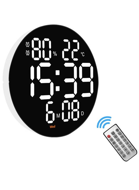 ساعة حائط رقمية مع شاشة LED 10 مستوى قابل للتعديل سطوع منبه رقمي 25.4 * 3 * 25.4 سم