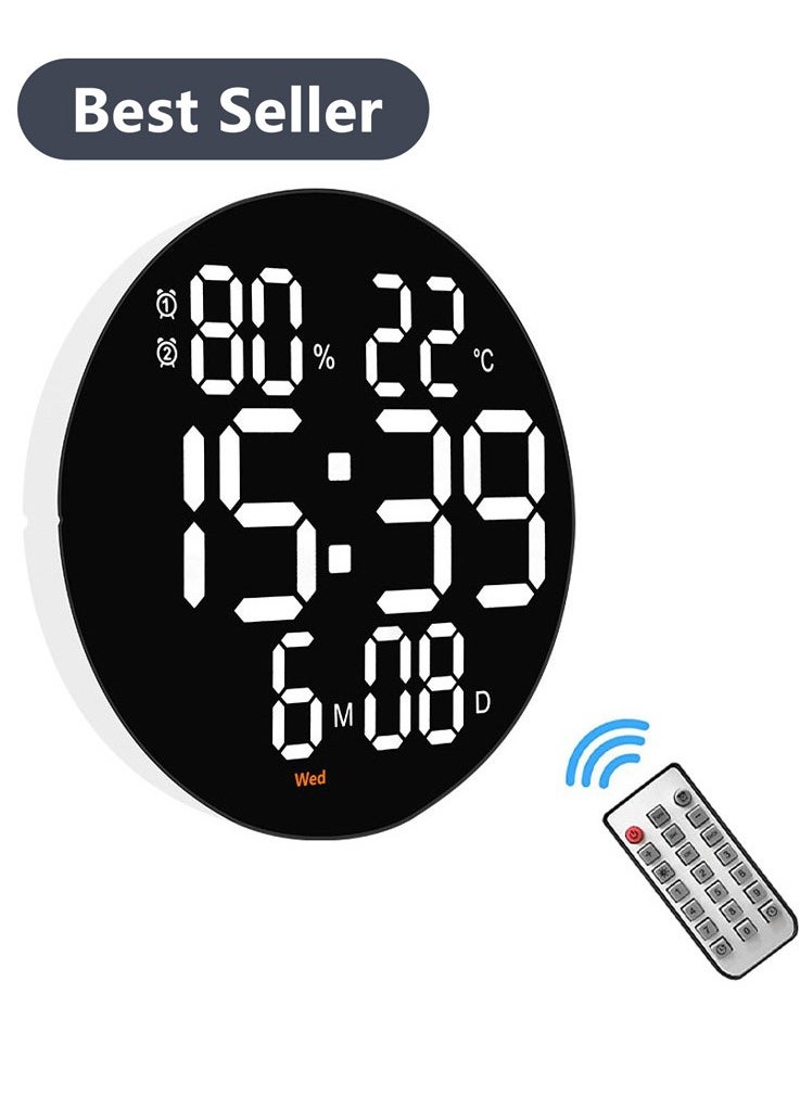 ساعة حائط رقمية مع شاشة LED 10 مستوى قابل للتعديل سطوع منبه رقمي 25.4 * 3 * 25.4 سم