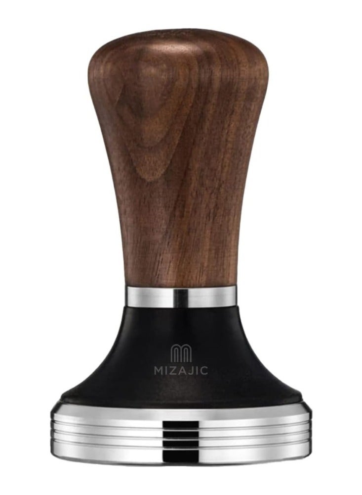 مزاجك مكبس قهوة MIZAJIC مقاس 58 مم مع قاعدة مسطحة من الفولاذ المقاوم للصدأ الآمن غذائيًا ومقبض من خشب الورد مطرقة ضغط مسحوق مثالية لمرشحات القهوة مقاس 58 مم - Image 1